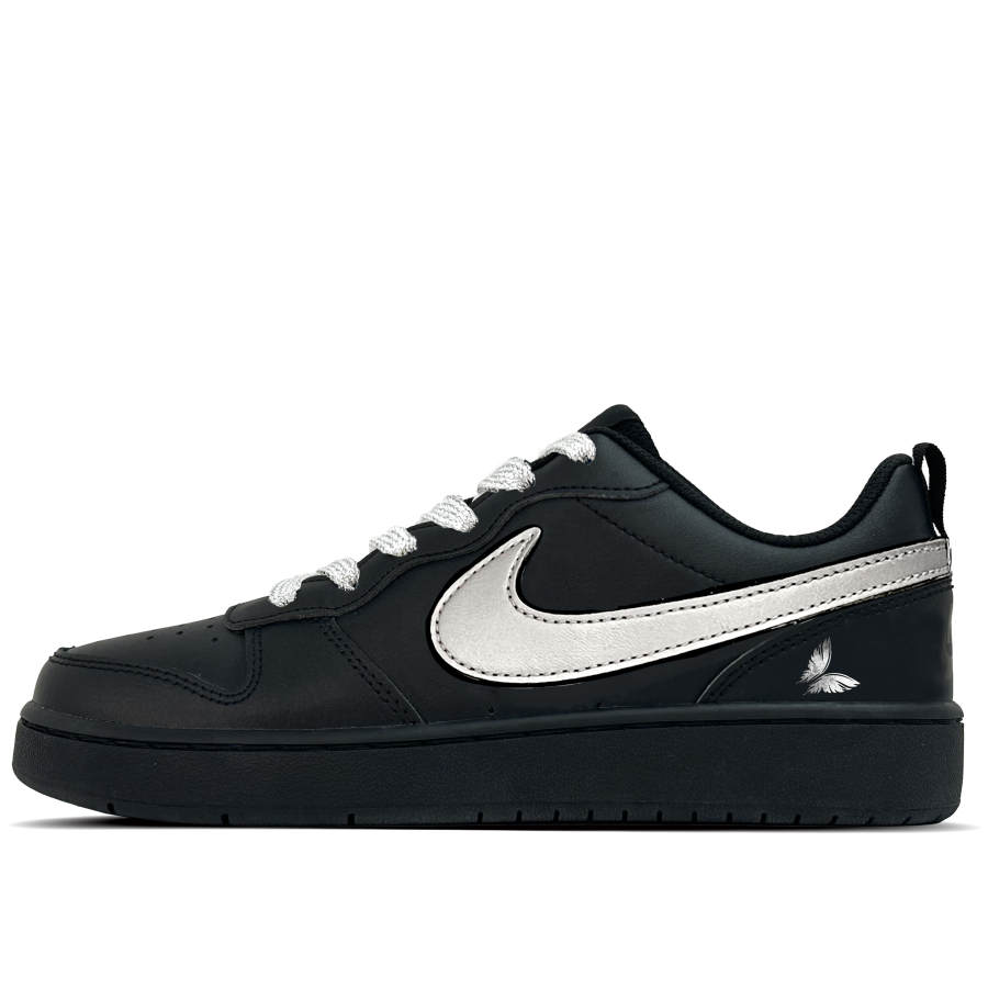 Nike Nike Court Borough Silver Butterfly Leather Abrasion Resistant Slip Resistant Abrasion Resistant Slip Resistant