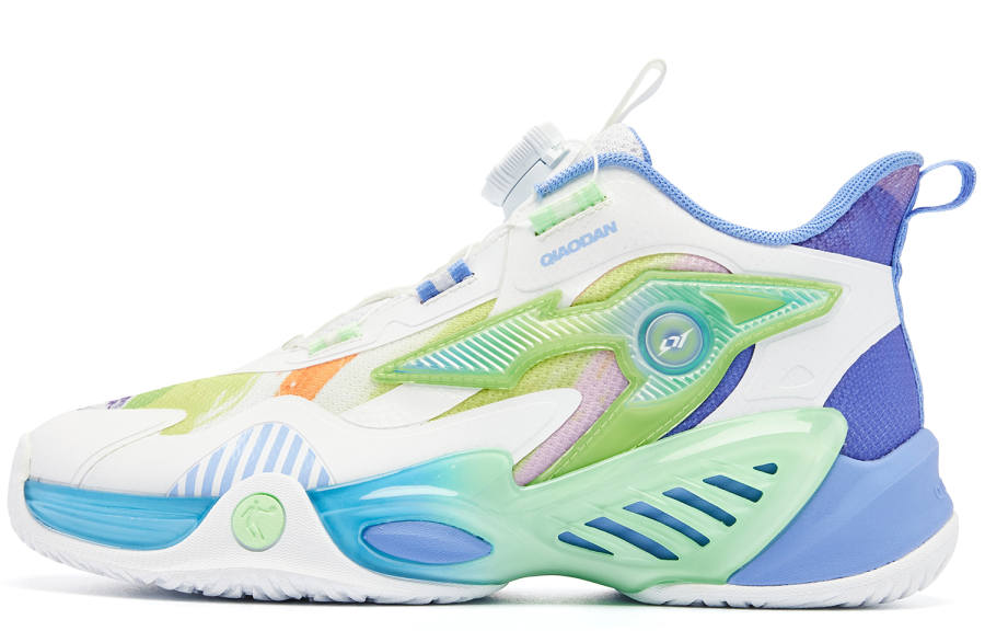 QIAODAN Low top Basketball Shoes White Blue Teenagers