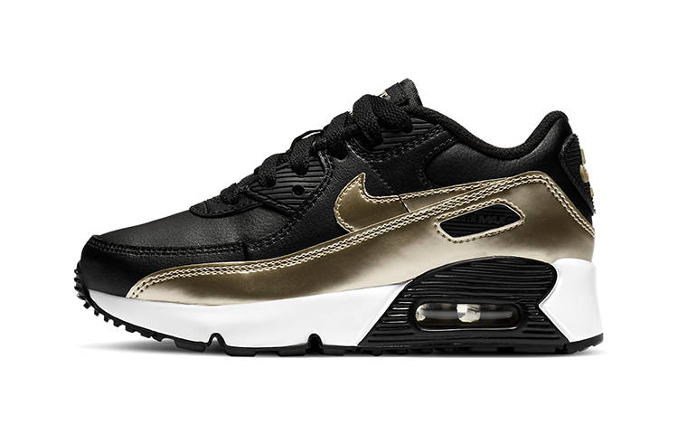 Nike Nike Air Max 90 Kids Lifestyle Shoes Black Gold Children Aged 3 7 Years Old