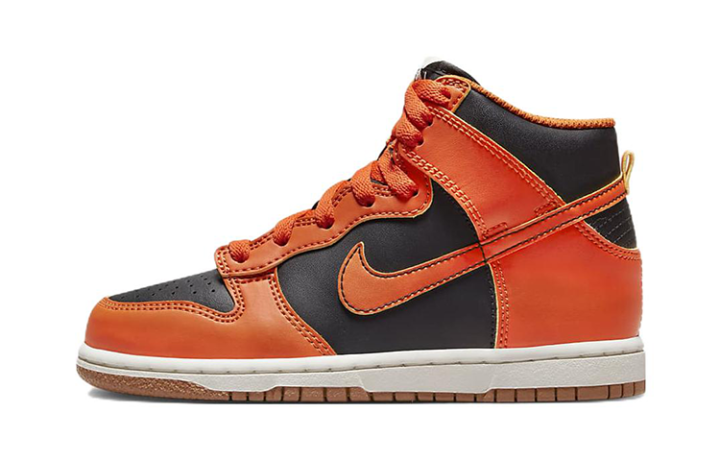 Nike Nike Dunk Casual High top Kids' Skateboarding Shoes Black Orange Children Aged 3 7 Years Old