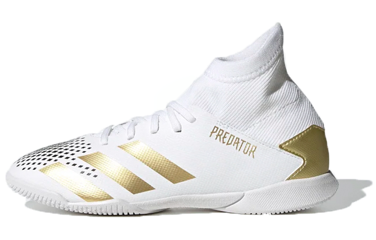Adidas Adidas PREDATOR Slip Resistant Abrasion Resistant Mid top Kids' Soccer Shoes White Gold Kids'