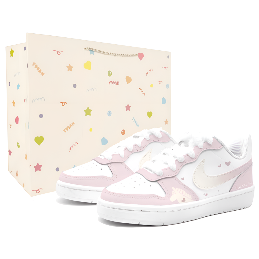 Nike Nike Court Borough Low 2 Slip Resistant Slip Resistant Low top Kids' Skateboarding Shoes White Brown Unisex