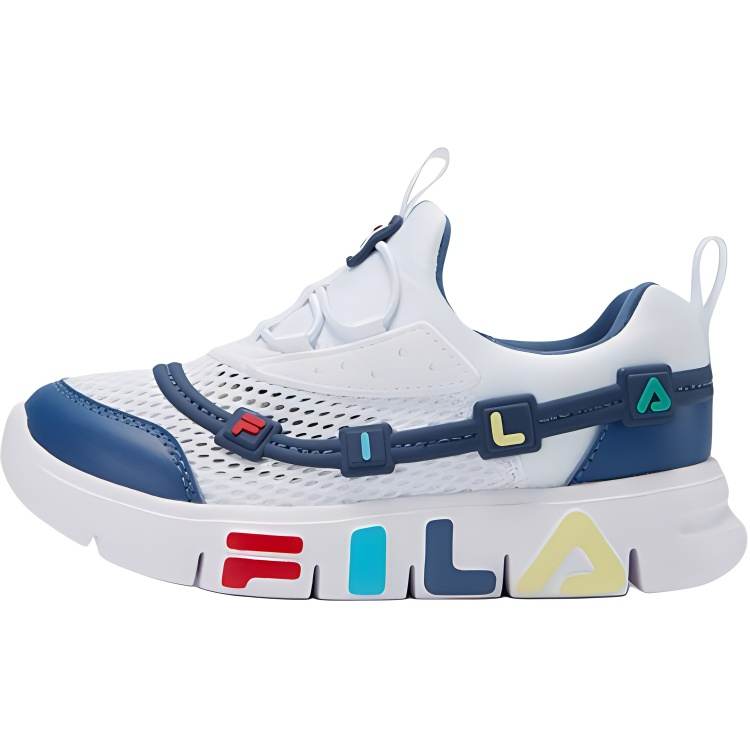 FILA KIDS GUMMI Cushioning Abrasion Resistant Breathable Lightweight Cushioning Low top Kids' Training Shoes Blue White