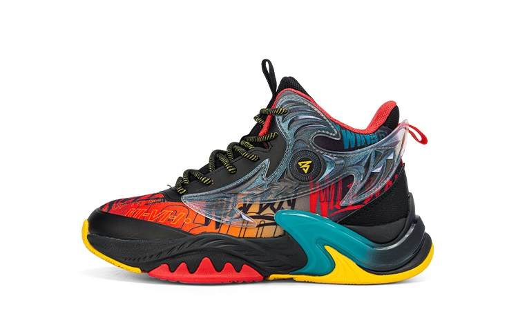 361°KIDS Slip Resistant Abrasion Resistant Mid top Children's Basketball Shoes Black Red Kids'