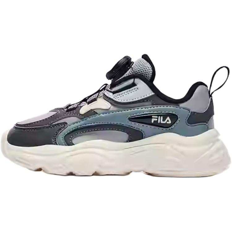 FILA KIDS BOA Fabric Slip Resistant Abrasion Resistant Low top Kids' Running Shoes Gray Children Aged 3 7 Years Old