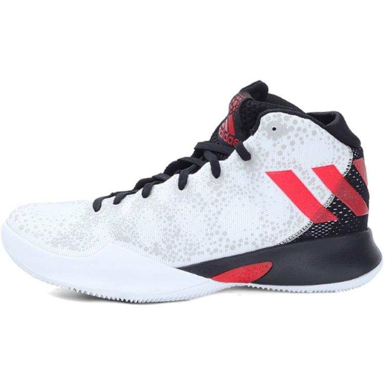Adidas Adidas Crazy Heat Anti-Slip Wear-Resistant High-Top Children's Basketball Shoes White Black Teenagers