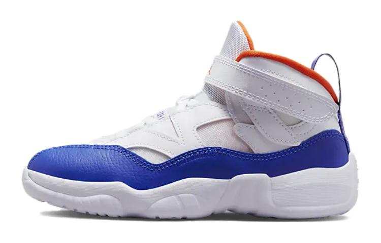 Jordan Jordan Jumpman Two Trey Comfortable And Trendy Abrasion Resistant High top Children's Basketball Shoes White Blue