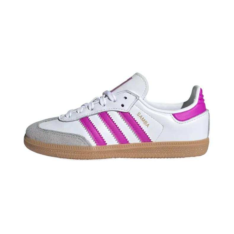 Adidas Originals SAMBA OG Leather Low top Kids' Skateboarding Shoes White Purple Gray Children Aged 3 7 Years Old