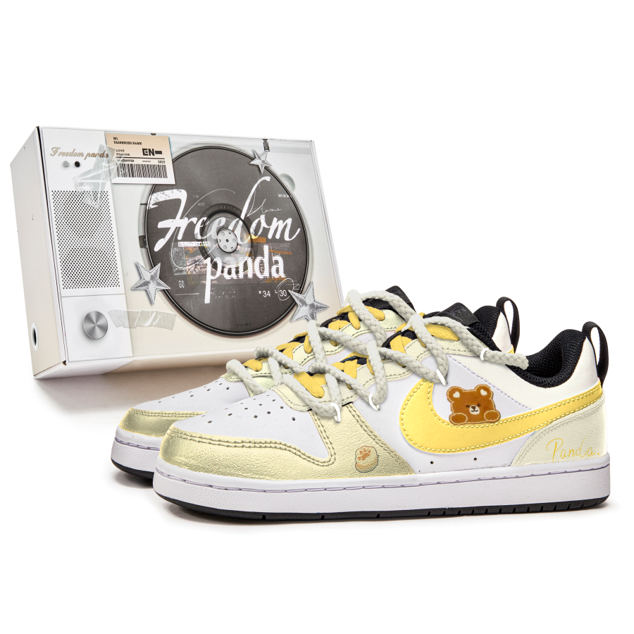Nike Nike Court Borough Cheeses Bear Slip Resistant Abrasion Resistant Low top Kids' Skateboarding Shoes Yellow Teenagers