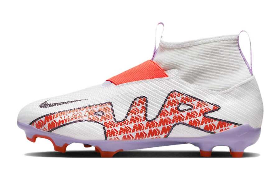 Nike Nike Mercurial Superfly 9 Abrasion Resistant Mid top Soccer Shoes White Orange Kids'