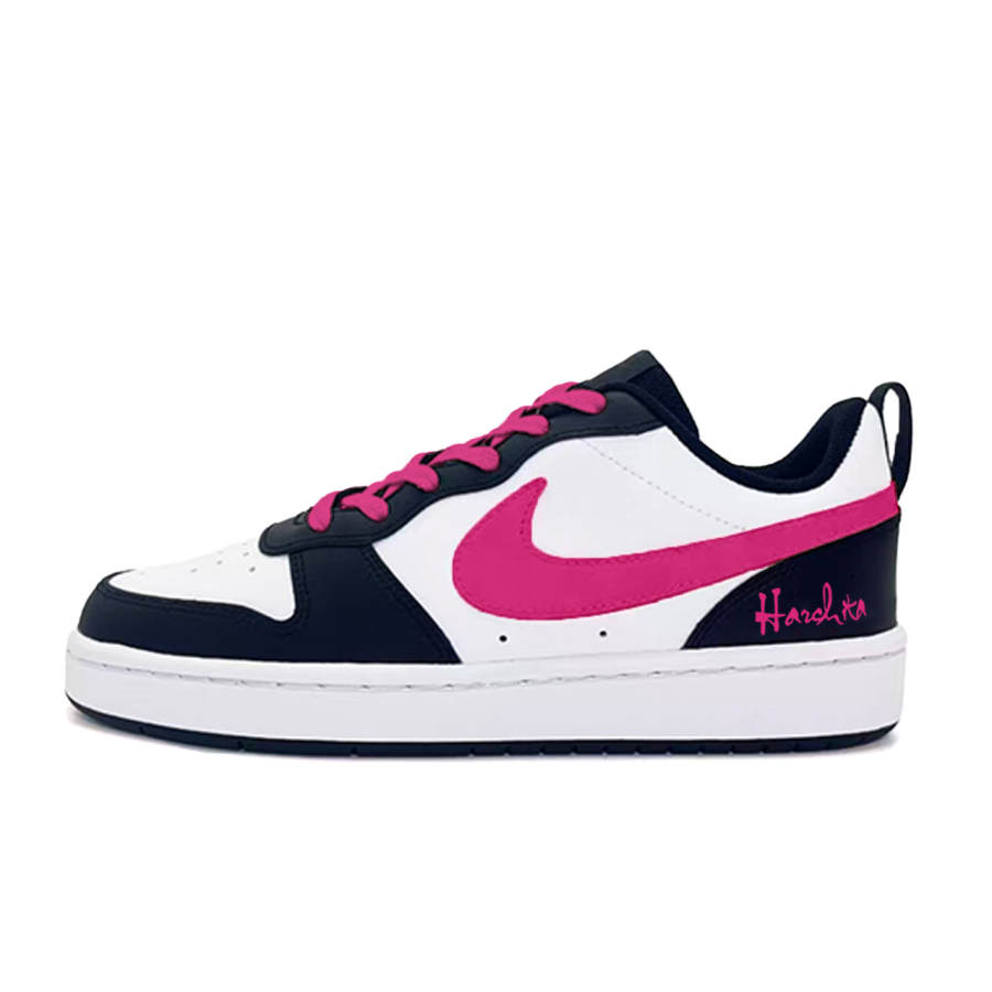 Nike Nike Court Borough Pink Enchanting Yao Leather Low top Kids' Skateboarding Shoes Black White Pink
