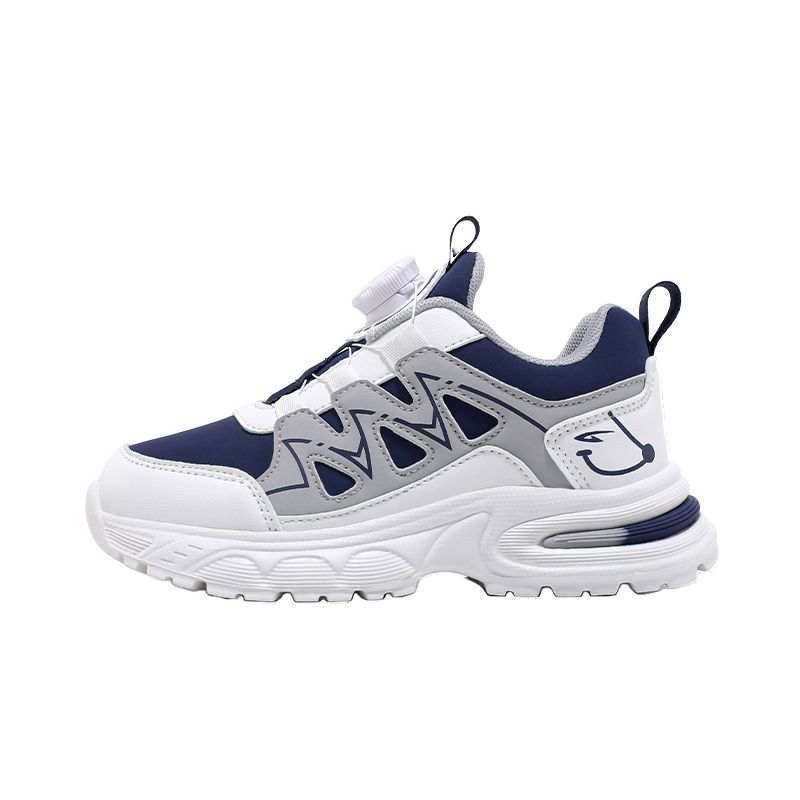 DEERWAY Synthetic Leather Slip Resistant, Abrasion Resistant, Lightweight Cushioning Low top Running Shoes Blue Kids'