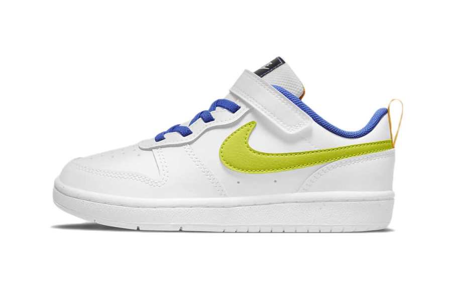 Nike Nike Casual Slip Resistant Abrasion Resistant Low top Kids' Skateboarding Shoes White Green Children Aged 3 7 Years Old