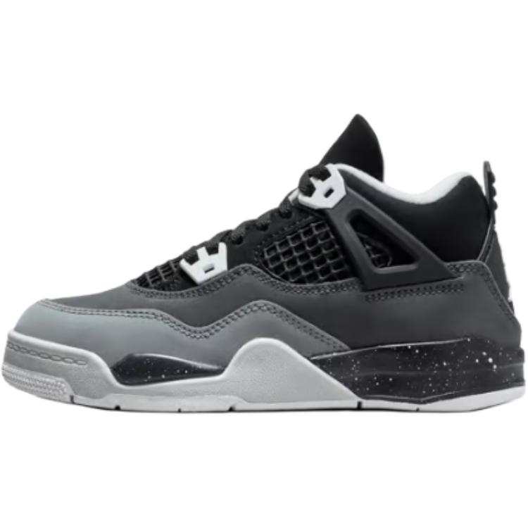 Jordan Jordan Air Jordan 4 Mid top Children's Basketball Shoes Black White Children Aged 3 7 Years Old