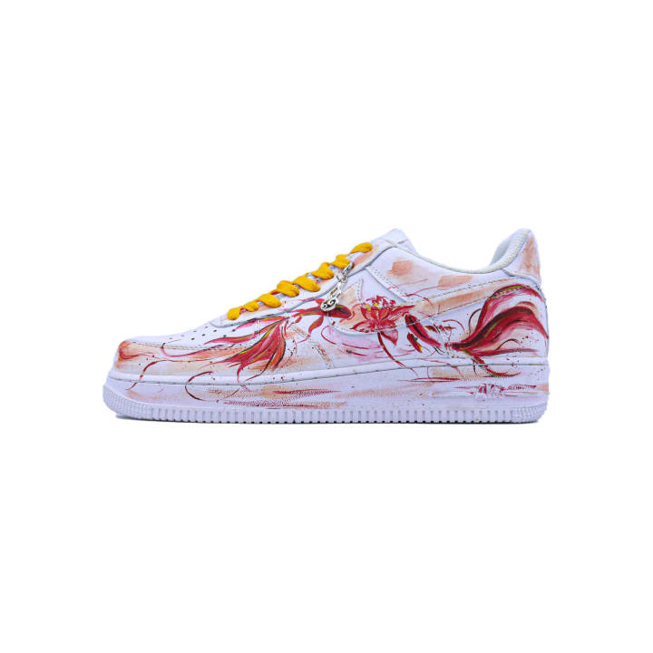 Nike Nike Air Force 1 New Beginning, Red Carp And Lotus Leather Slip Resistant Cushioning Abrasion Resistant