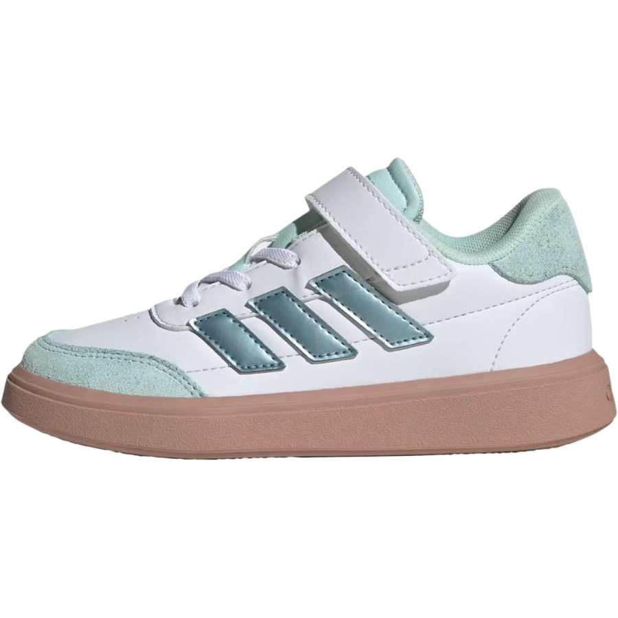 Adidas Adidas COURTBLOCK Abrasion Resistant Low top Kids' Skateboarding Shoes White Green Children Aged 3 7 Years Old