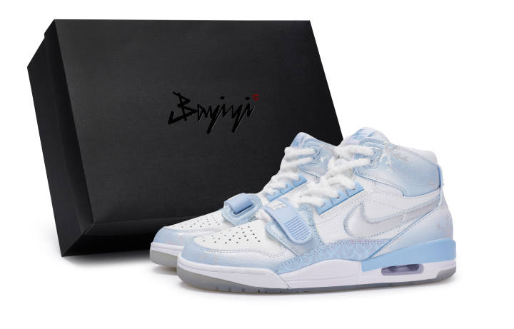 Jordan Jordan Legacy 312 Abrasion Resistant Abrasion Resistant Mid top Children's Basketball Shoes Blue White Silver Teenagers