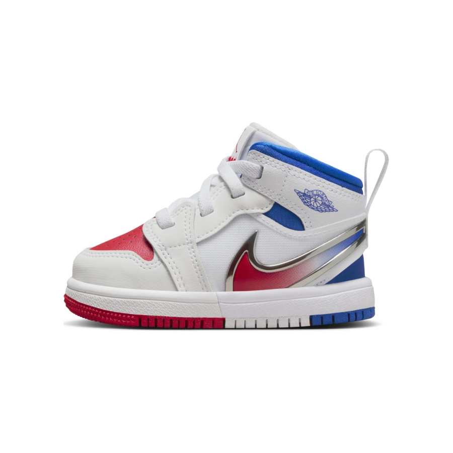 Jordan Jordan Air Jordan 1 Slip Resistant Mid top Toddler Shoes White Red Blue Infant And Toddler