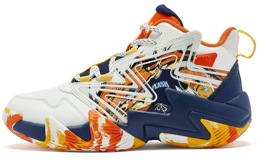 QIAODAN Synthetic Leather Abrasion Resistant Mid top Basketball Shoes Ivory Teenagers