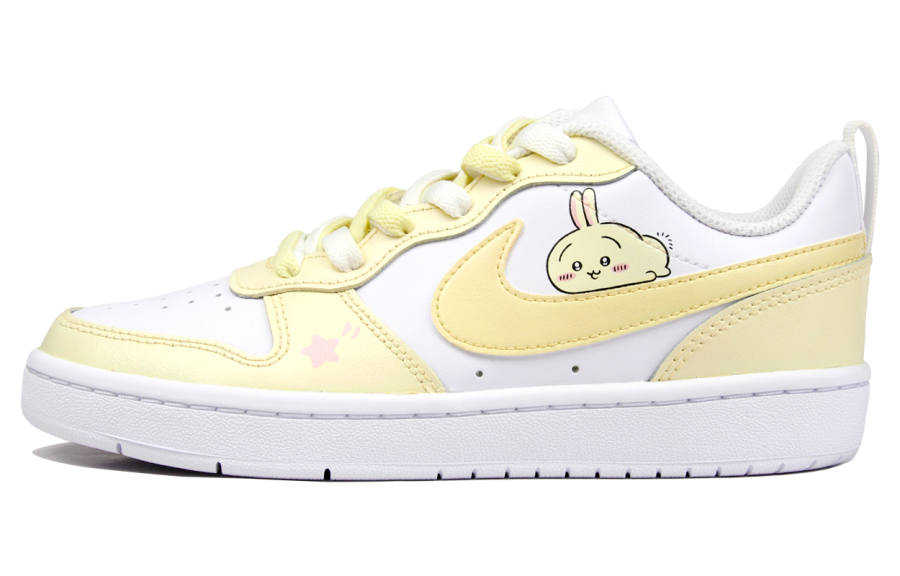 Nike Nike Court Borough 2 Leather Slip Resistant Abrasion Resistant Low top Kids' Skateboarding Shoes White Yellow Teenagers