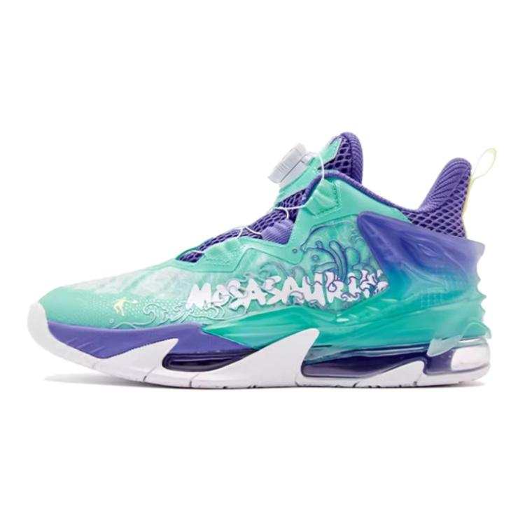 QIAODAN Canglong 6 Chasing Waves Low top Basketball Shoes Green Purple Unisex