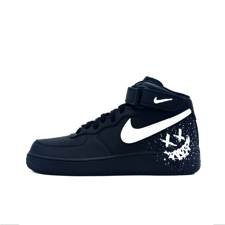 Nike Nike Air Force 1 Little Twin Stars Illustration Mid top Skateboard Shoes Unisex Black White