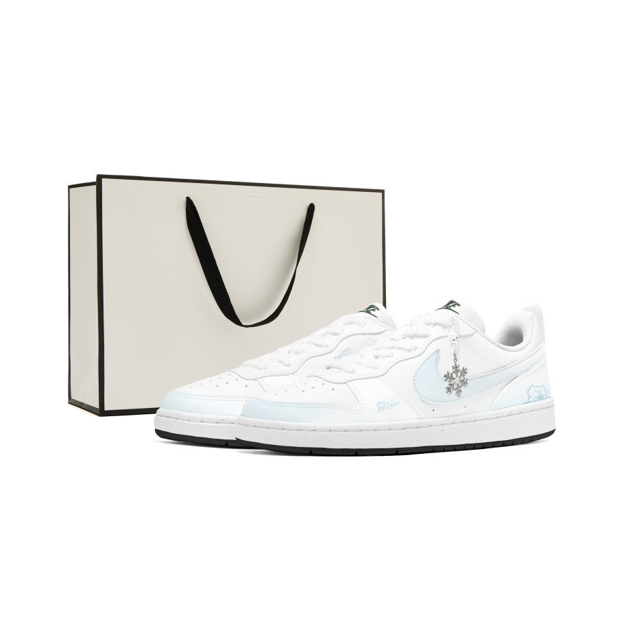 Nike Nike Court Borough Abrasion Resistant Low top Kids' Skateboarding Shoes Blue White Teenagers