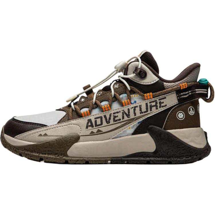 Li-Ning YOUNG Li Ning YOUNG Slip Resistant Abrasion Resistant Mid top Kids' Outdoor Shoes Brown Gray Kids'