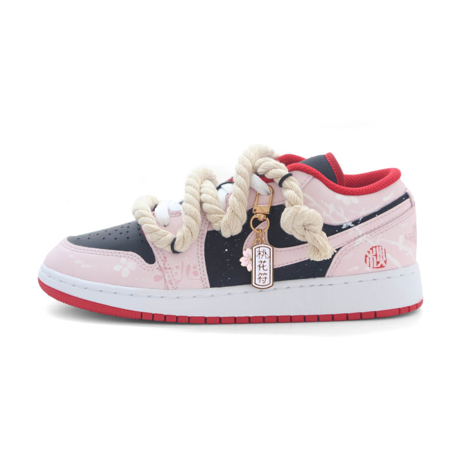 Jordan Jordan Air Jordan 1 Slip Resistant Low top Children's Basketball Shoes Black Pink Teenagers