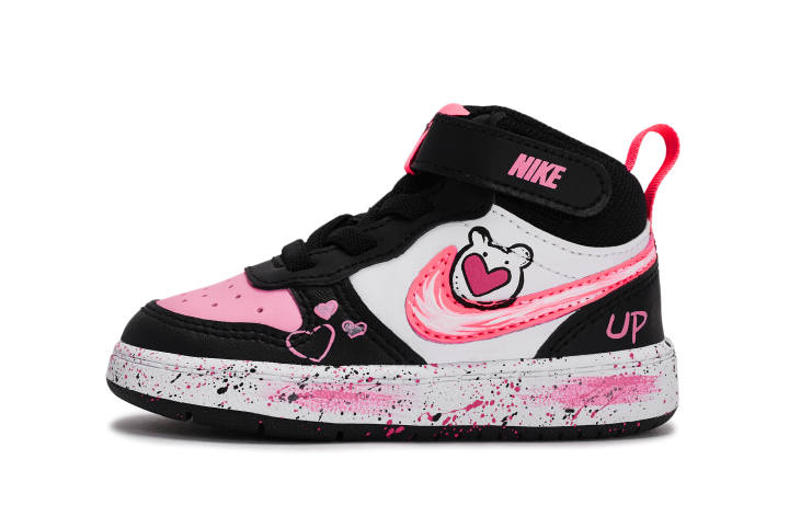 Nike Nike 2 Slip Resistant Abrasion Resistant Slip Resistant Abrasion Resistant Mid top Toddler Shoes Black White Pink