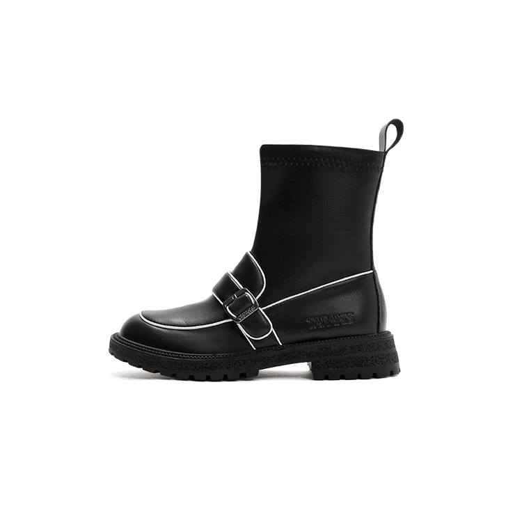 TARANISMETA Campus Combat Boots Collection Synthetic Leather Slip Resistant Kids' Boots Black Teenagers