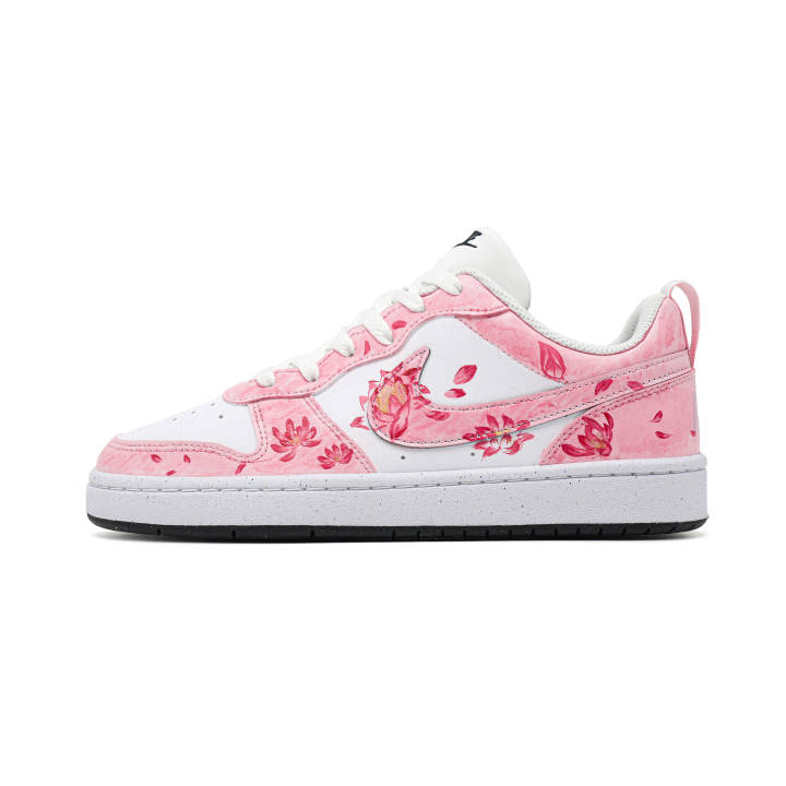 Nike Nike Court Borough Cherry Blossom Pink Mango Synthetic Leather Cushioning Low top Kids' Skateboarding Shoes Pink Unisex