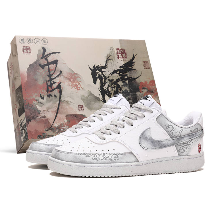 Nike Nike Court Vision 1 Abrasion Resistant Low top Skateboard Shoes Men's Gray White