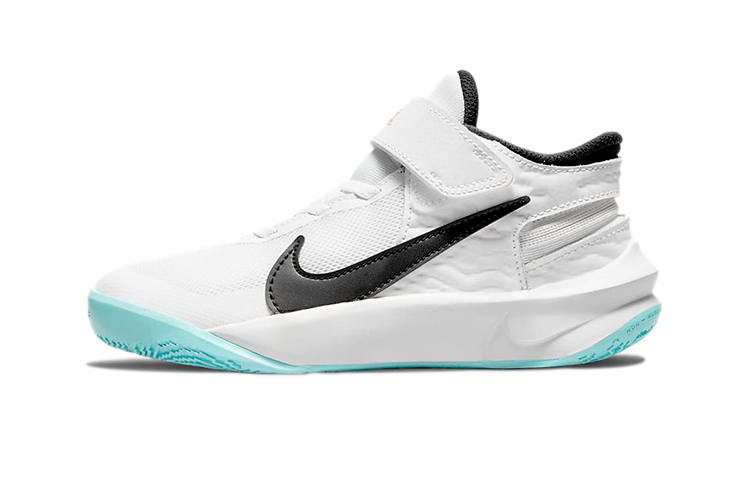 Nike Nike Team Hustle D 10 Flyease Low top Basketball Shoes White Blue Children Aged 3 7 Years Old