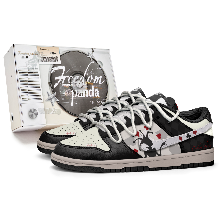 Nike Nike Dunk Serpent Slip Resistant Abrasion Resistant Low top Kids' Skateboarding Shoes Black White Teenagers
