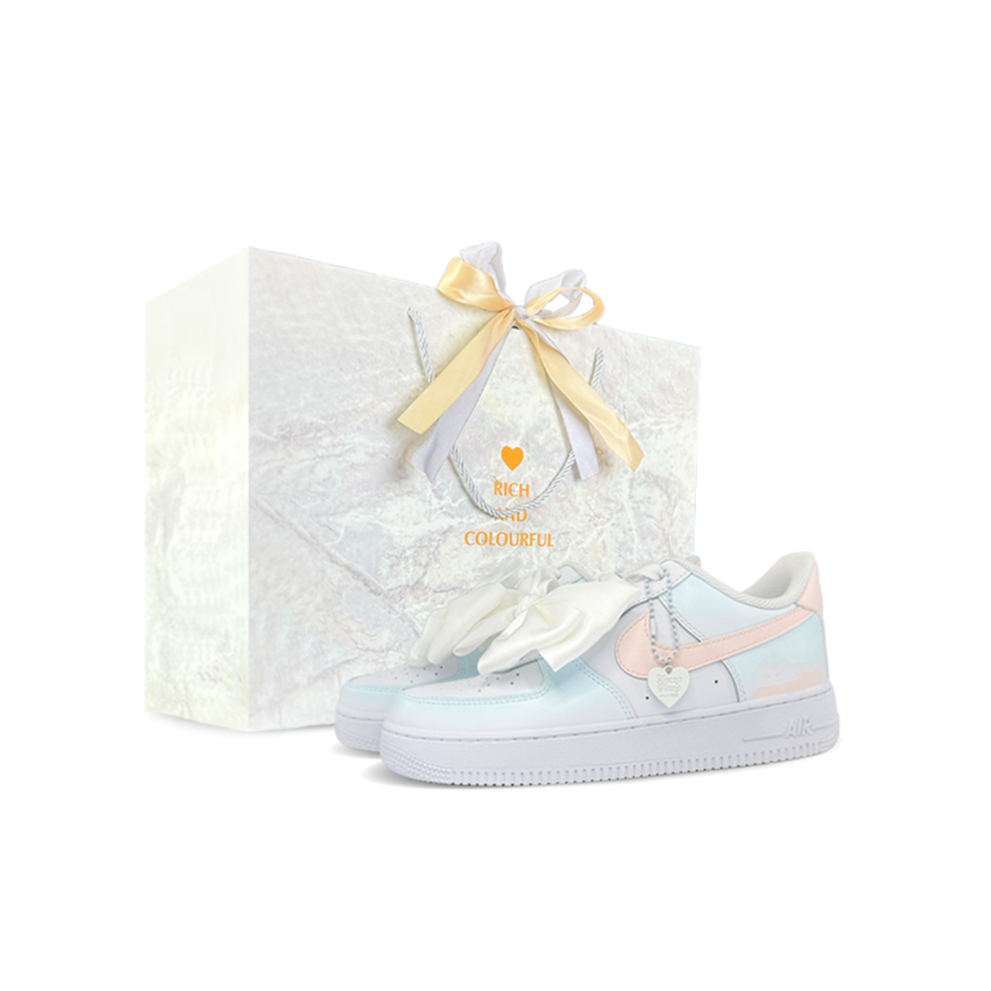 Nike Nike Air Force 1 LE Synthetic Leather Low top Kids' Skateboarding Shoes Pink Teenagers