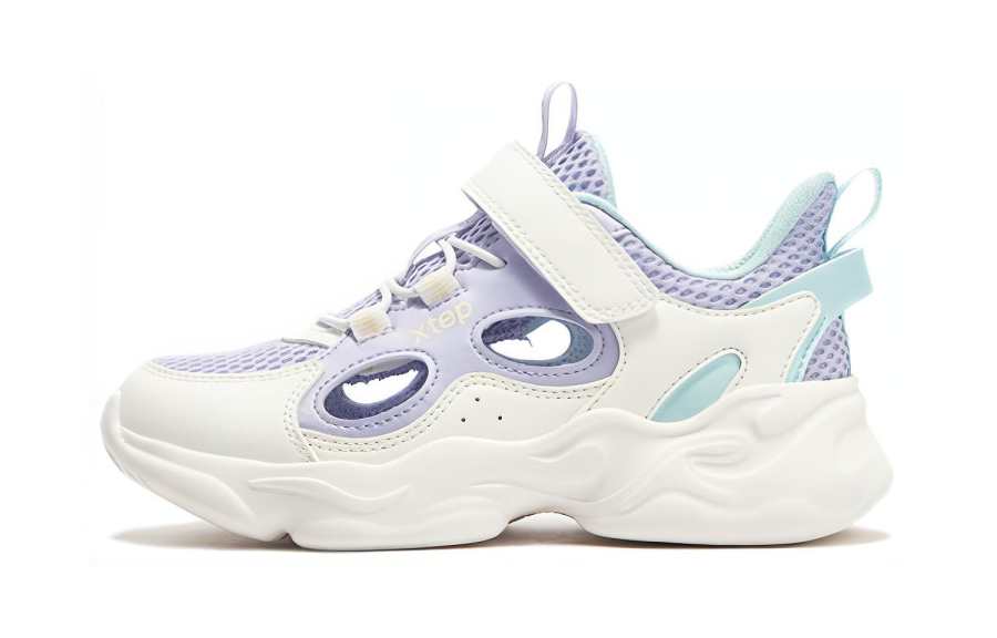 XTEP Versatile Slip Resistant Slip Resistant Kids Lifestyle Shoes Purple White Children Aged 3 7 Years Old