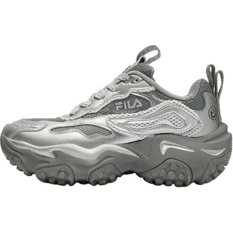 FILA KIDS Hippo Slip Resistant Abrasion Resistant Low top Kids' Running Shoes Gray Unisex