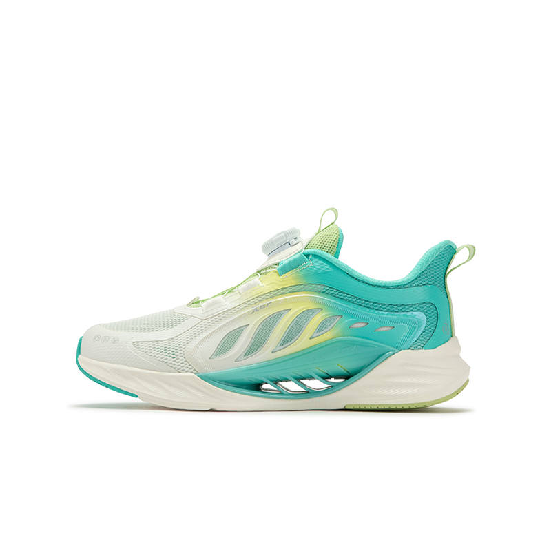 XTEP X FLOW 8.0 Rebound Support Abrasion Resistant Slip Resistant Low top Kids' Running Shoes Sail White Aurora Green
