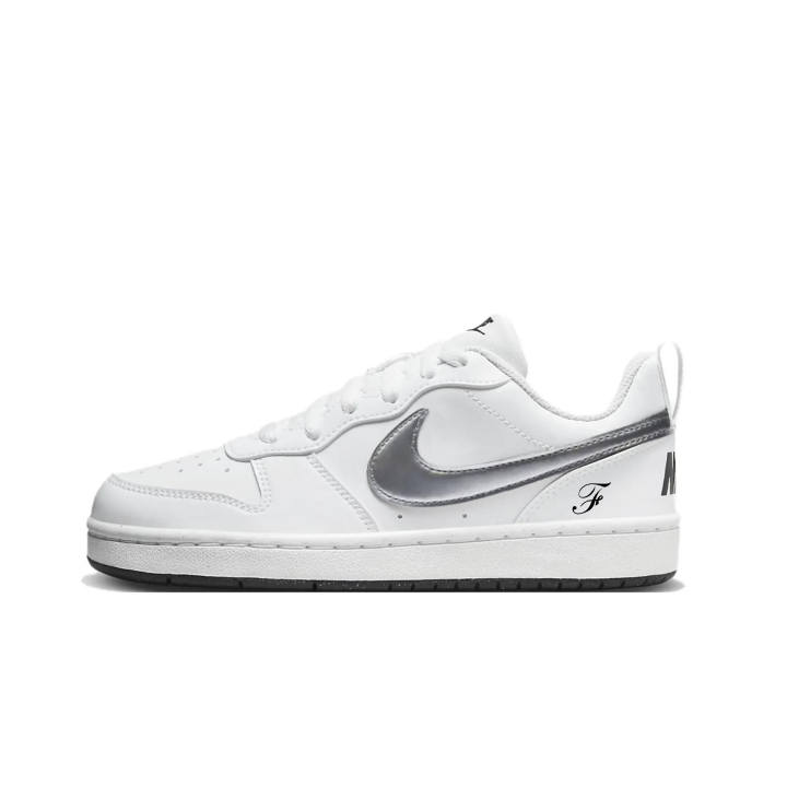 Nike Nike Court Borough Etch Synthetic Leather Abrasion Resistant Low top Skateboard Shoes Unisex Silver White