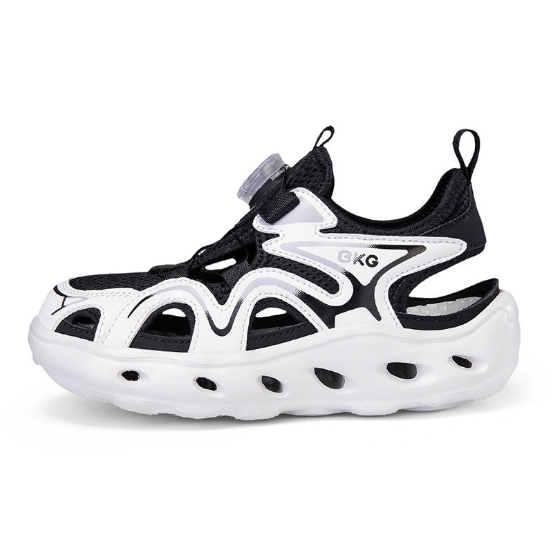 BKG Rebound Support Abrasion Resistant Lightweight Cushioning Breathable Low top Sandal Black White Kids'