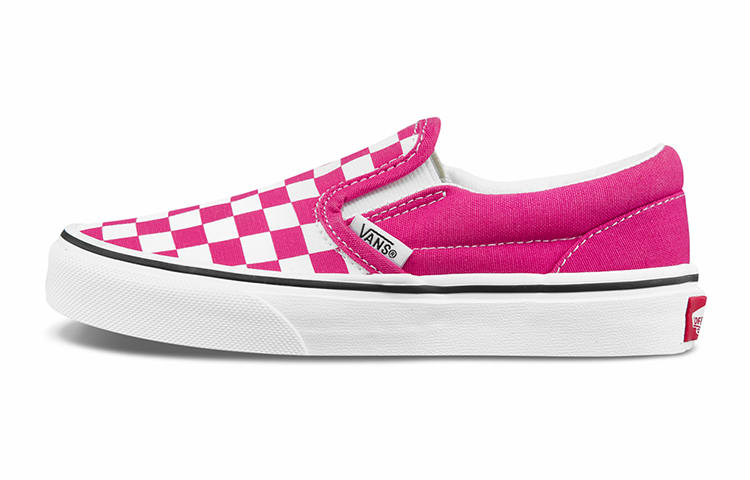 Vans Slip on Canvas Checkerboard Low top Kids' Skateboarding Shoes Rose Red White Children Aged 3 7 Years Old