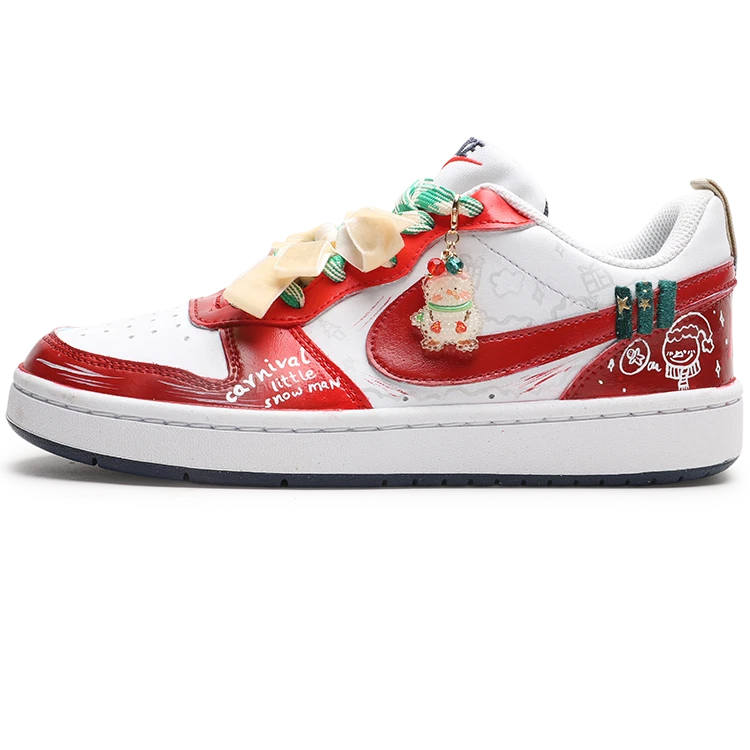 Nike Nike Court Borough Fluffy Snowball Low top Kids' Skateboarding Shoes Red Green Colorway Unisex