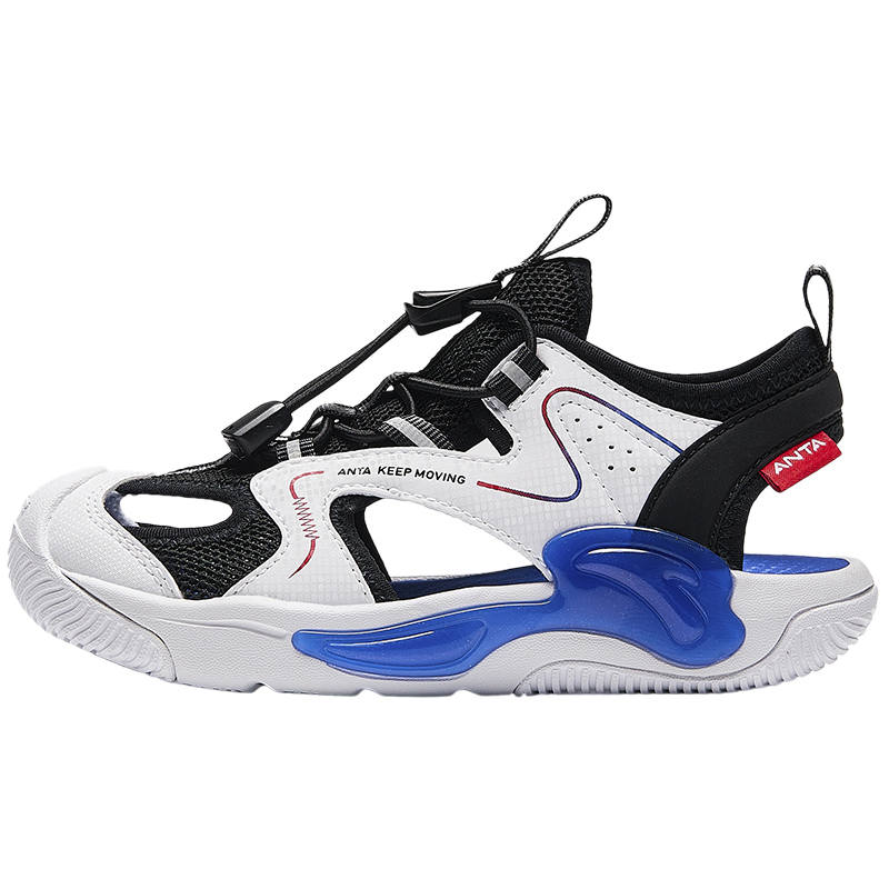 Antakids Fabric Breathable And Quick Dry Lightweight Cushioning Low top Children's Sandals Black/White