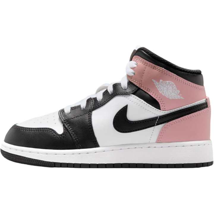 Jordan Jordan Air Jordan 1 Leather Mid top Basketball Shoes White/Black/Rusty Pink Unisex