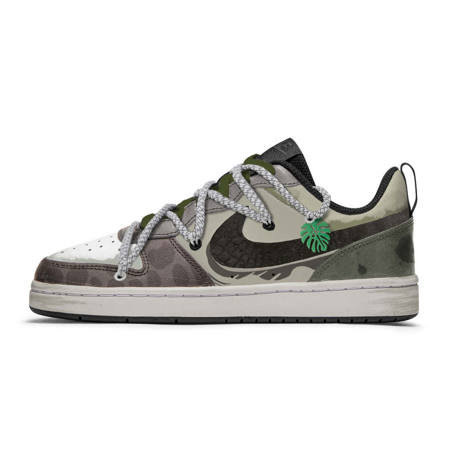 Nike Nike Court Borough 2 Slip-Resistant Cushioning Wear-Resistant Low-Top Kids' Skateboarding Shoes Gray Green Teenagers