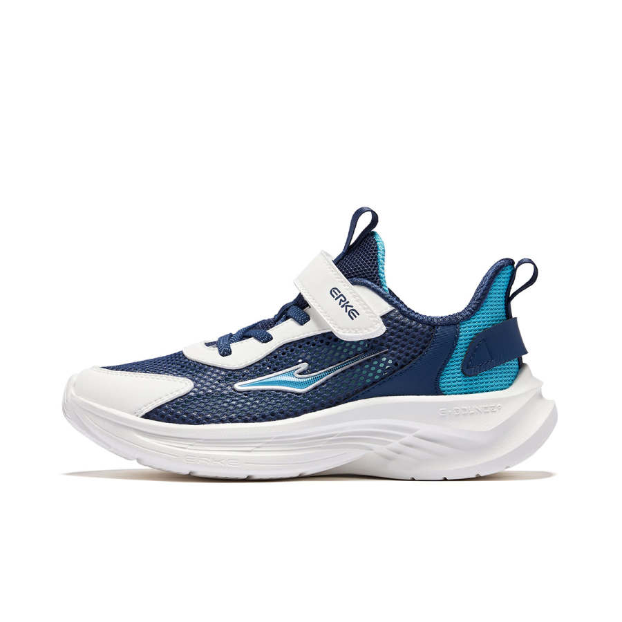 ERKE KIDS Gull 2 Synthetic Leather, Textile Low top Running Shoes Deep Navy Blue/French Emerald Blue Teenagers