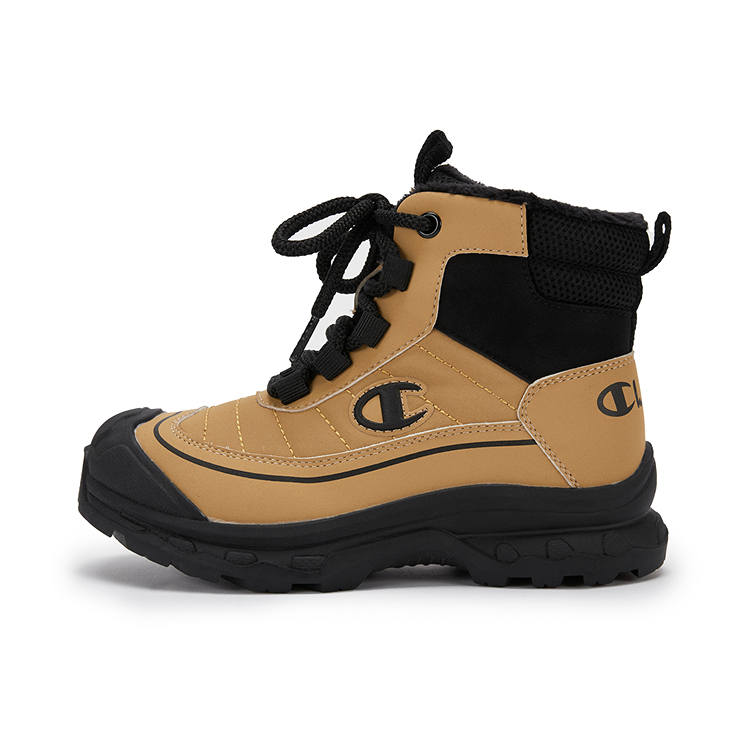 Champion Kids Trendy Brand Fashion Fleece Lined Thermal High top Kids' Boots Yellow Brown