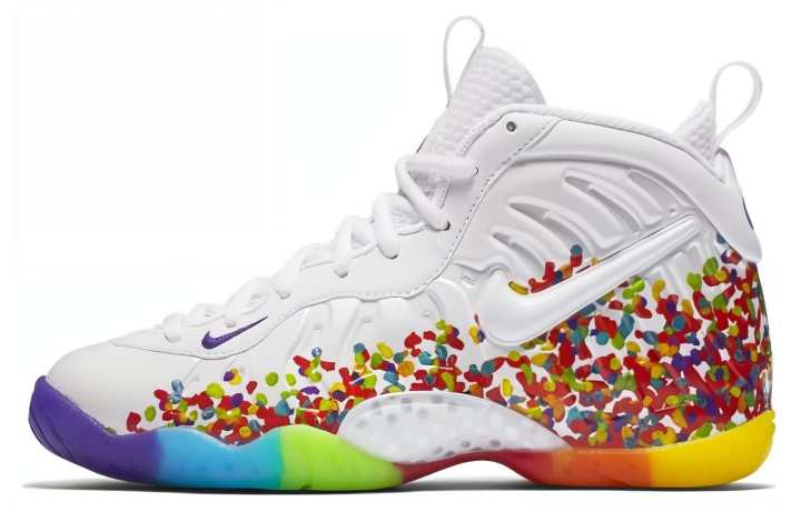 Nike Nike Foamposite One White Fruity Pebbles Rainbow Candy Spray, Spray Bubbles High top Basketball Shoes White Purple 2017