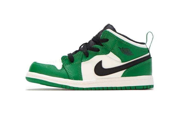 Jordan Jordan Air Jordan 1 Slip Resistant Cushioning Abrasion Resistant Mid top Toddler Shoes White Green Infant And Toddler